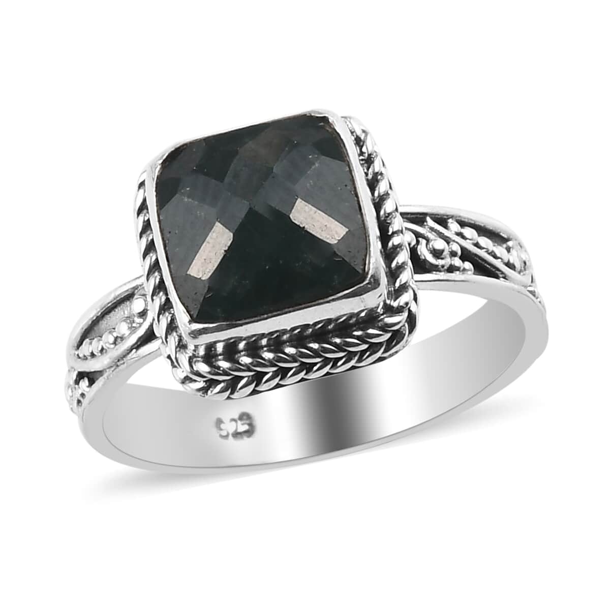 Socoto Emerald Ring in Black Oxidized Sterling Silver (Size 10.0) 3.25 ctw image number 0