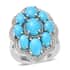 American Natural Sleeping Beauty Turquoise and Zircon Cluster Ring in Platinum Over Sterling Silver (Size 10.0) 6.00 ctw image number 0