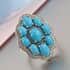 American Natural Sleeping Beauty Turquoise and Zircon Cluster Ring in Platinum Over Sterling Silver (Size 10.0) 6.00 ctw image number 1