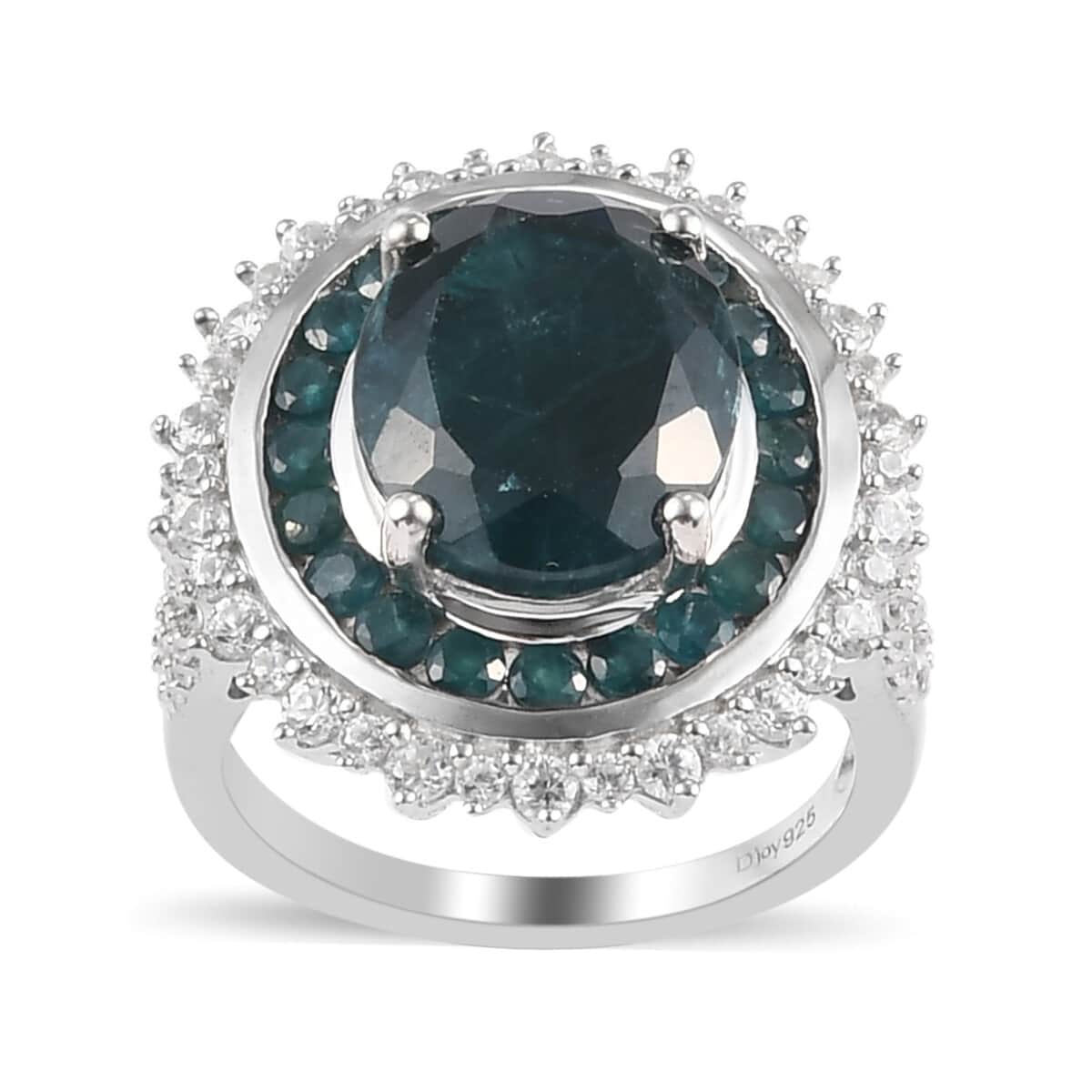 Teal Grandidierite and Zircon Cocktail Ring in Platinum Over Sterling Silver (Size 7.0) 6.85 ctw image number 0