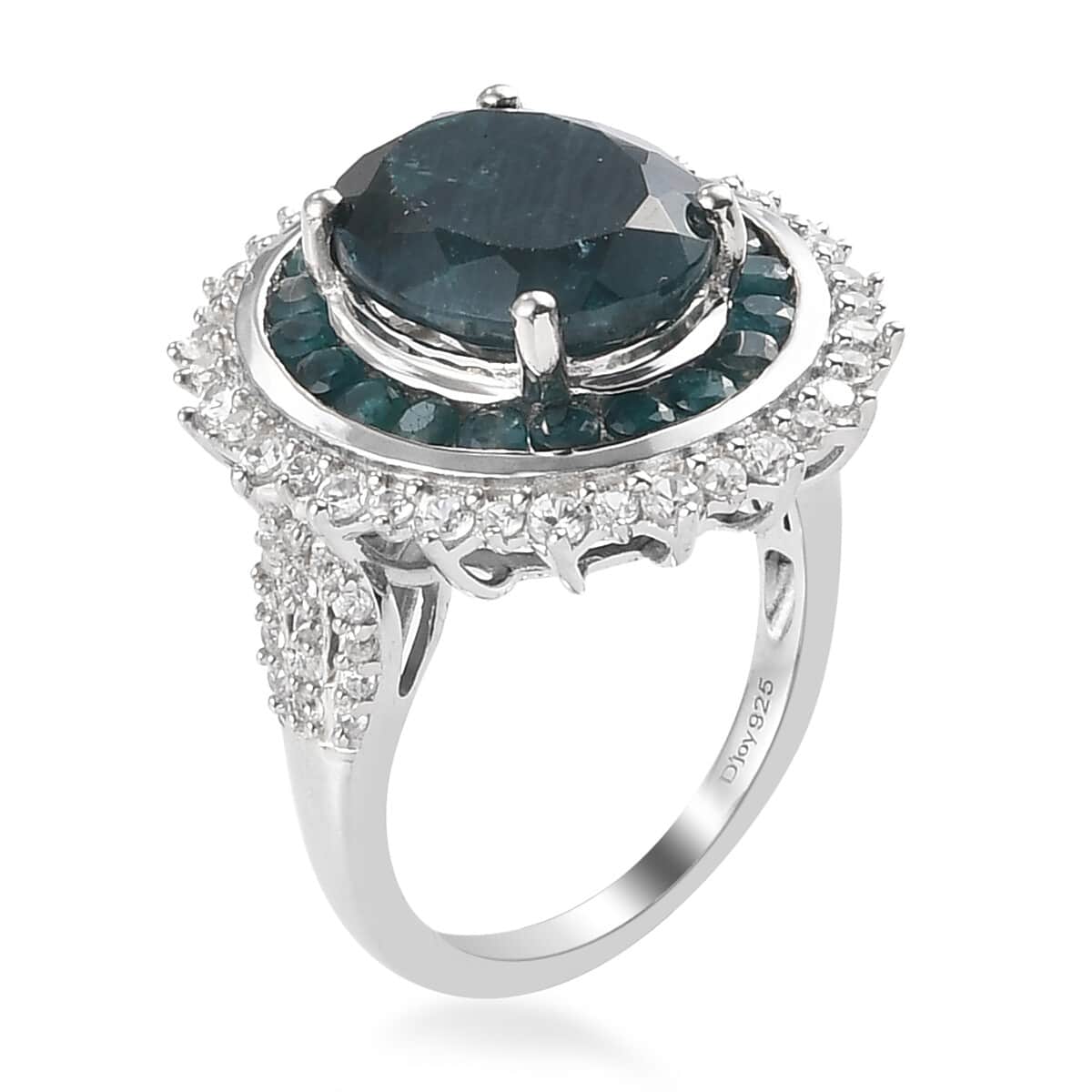 Teal Grandidierite and Zircon Cocktail Ring in Platinum Over Sterling Silver (Size 7.0) 6.85 ctw image number 3