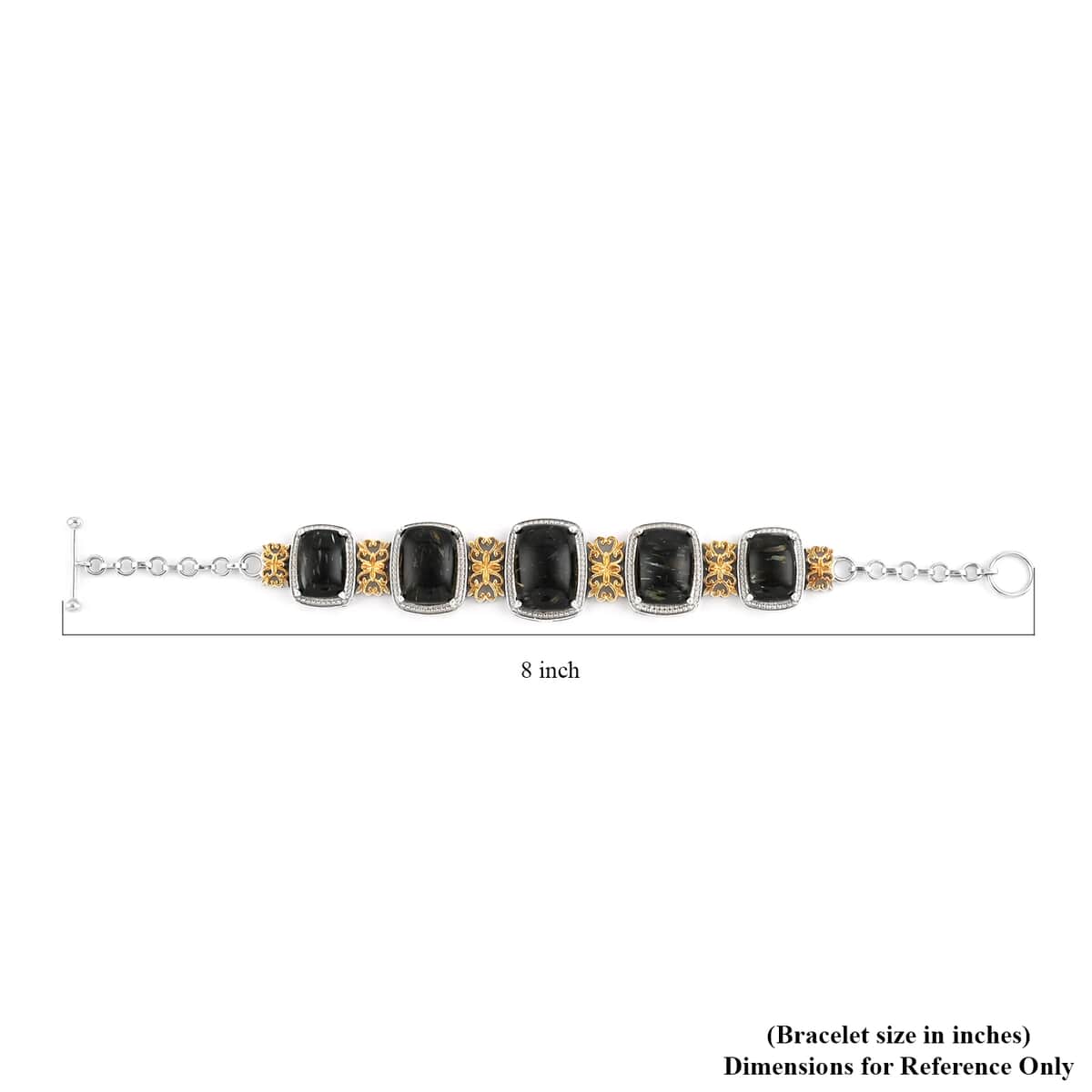 Australian Vivianite Bracelet in 14K Yellow Gold and Platinum Over Sterling Silver (7.50 In) 54.50 ctw image number 3