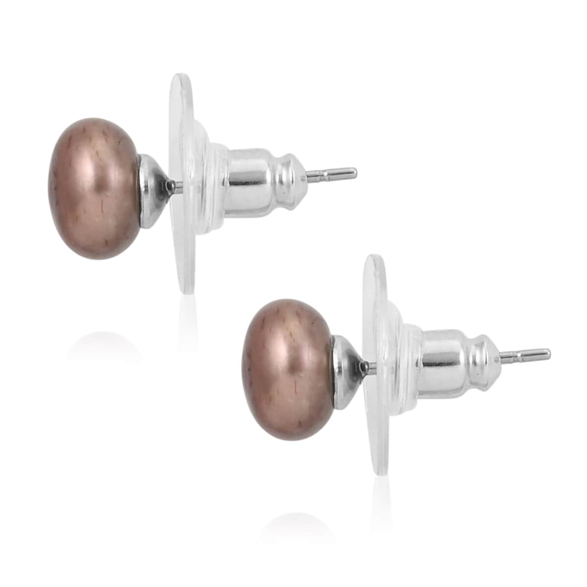 Tahitian Pearl Earrings in Platinum Over Sterling Silver image number 3