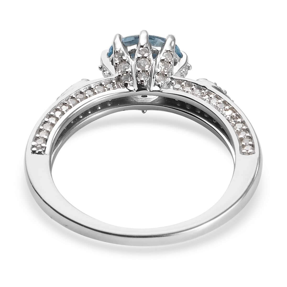 Luxoro 10K White Gold Premium Santa Maria Aquamarine and Diamond Ring 1.10 ctw image number 4