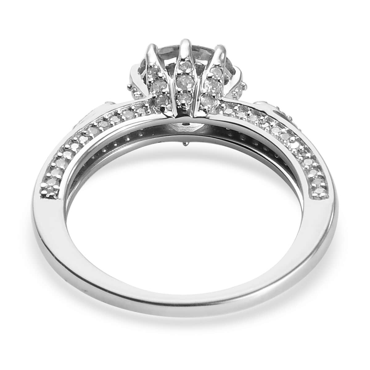 Luxoro 10K White Gold Premium Santa Maria Aquamarine and Diamond Ring (Size 8.0) 1.10 ctw image number 4