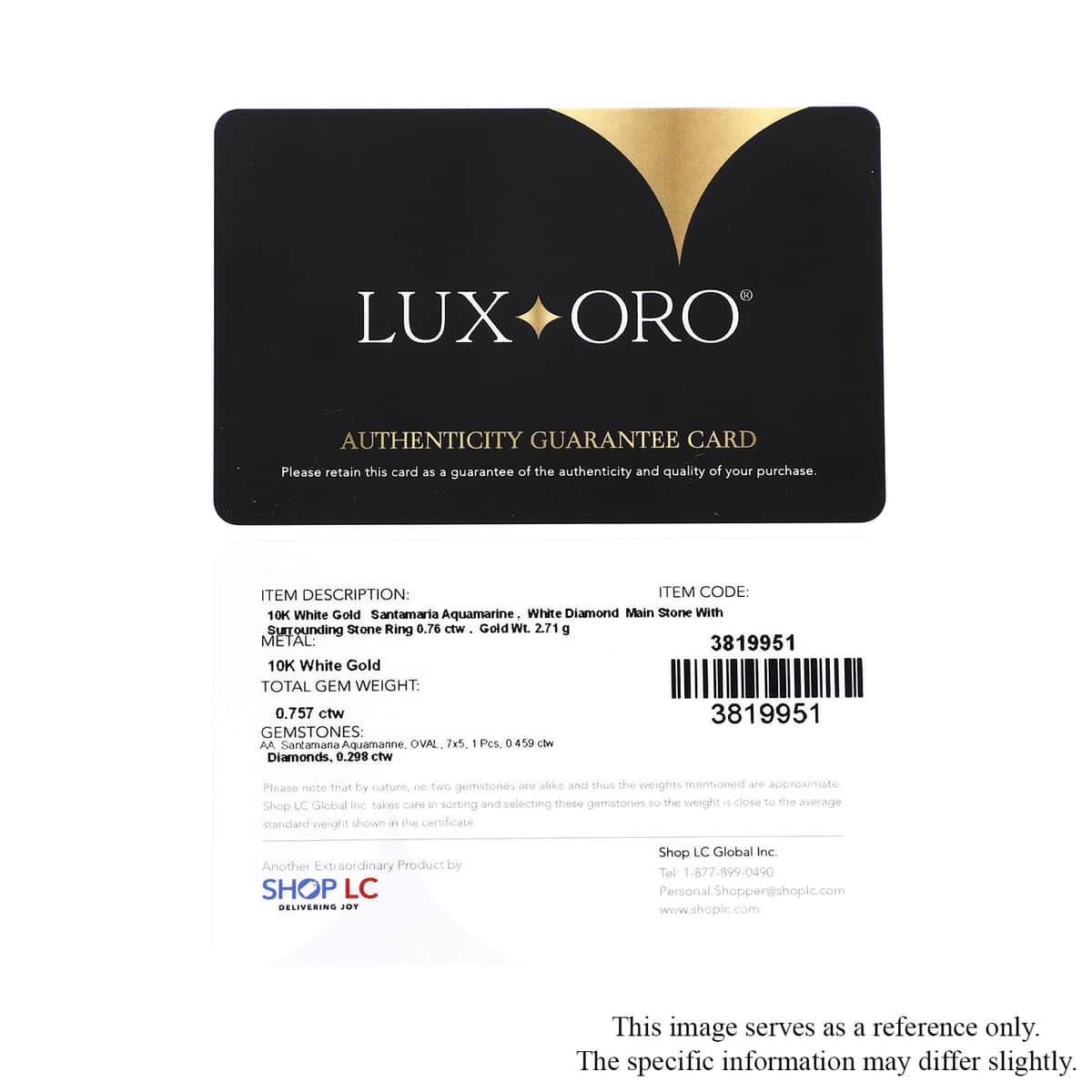Luxoro 10K White Gold Premium Santa Maria Aquamarine and Diamond Ring (Size 8.0) 1.10 ctw image number 7
