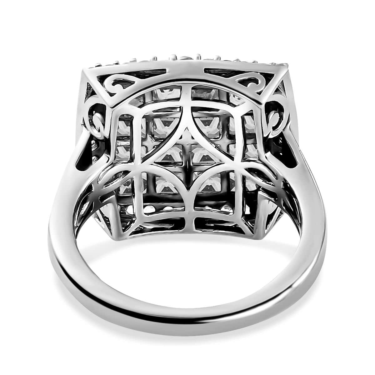 Tsavorite Garnet and White Zircon Ring in Rhodium & Platinum Over Sterling Silver (Size 8.0) 2.20 ctw image number 4