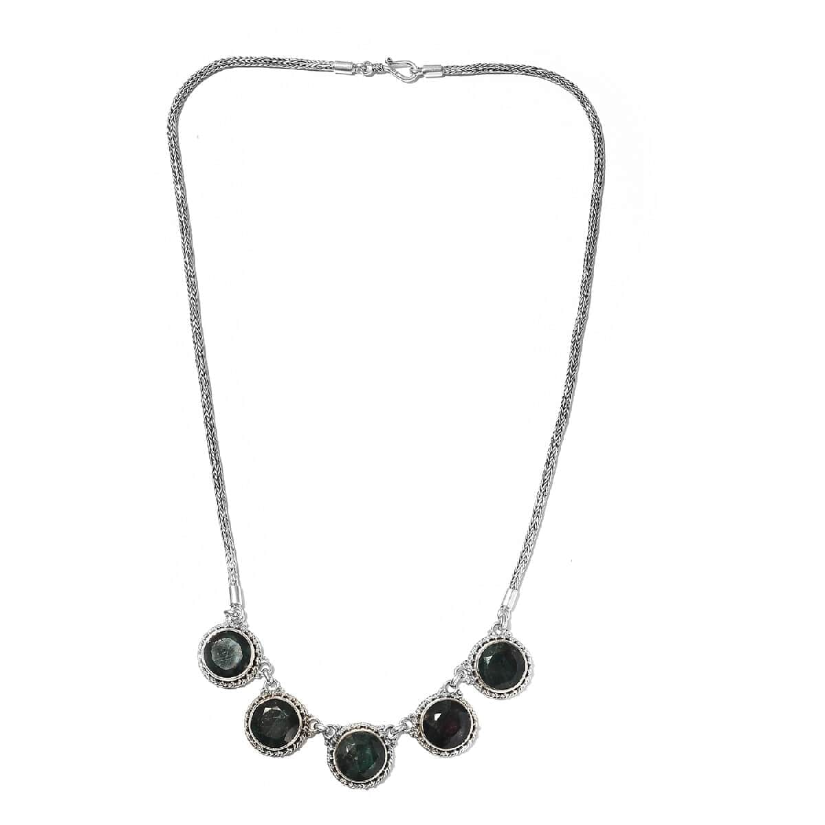 Socoto Emerald Necklace 18 Inches in Black Oxidized Sterling Silver 35.50 ctw image number 0