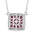 Royal Thai Ruby and Natural White Zircon Fancy Necklace 18 Inches in Rhodium and Platinum Over Sterling Silver 2.00 ctw image number 4