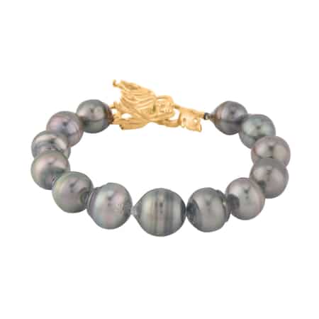 Buy Tahitian Cultured Pearl 10-11mm, Chrome Diopside Dragon Head Bracelet  in Vermeil YG Over Sterling Silver (6.50 In) at