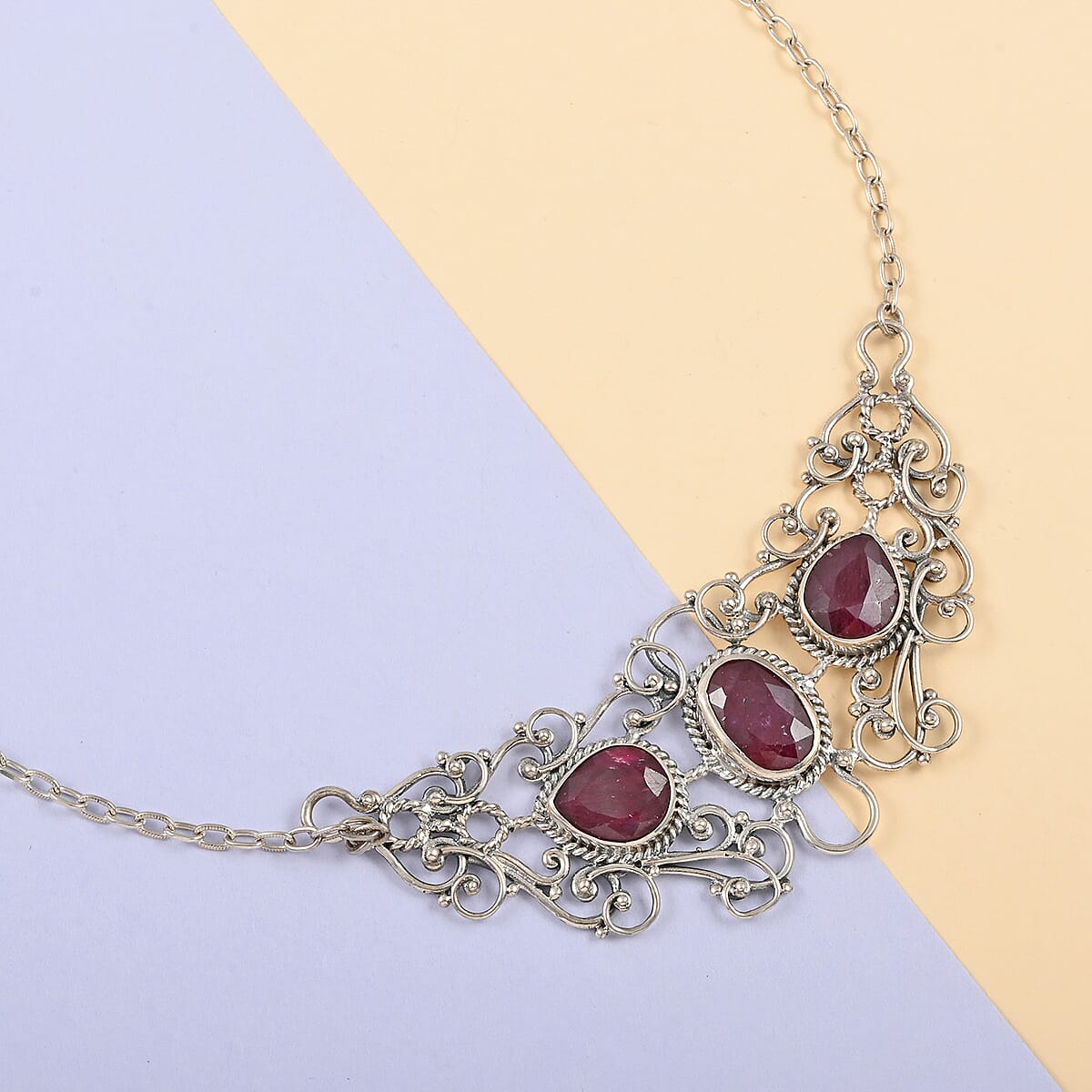 Niassa Ruby (FF) Necklace 18 Inches in Black Oxidized Sterling Silver 21.90 ctw image number 1