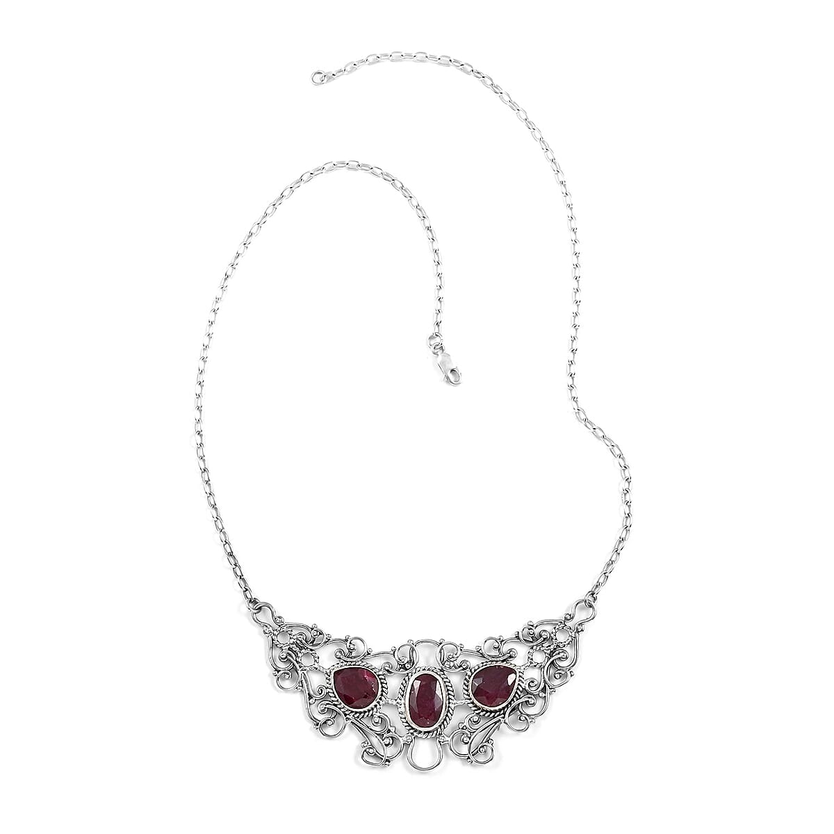 Niassa Ruby (FF) Necklace 18 Inches in Black Oxidized Sterling Silver 21.90 ctw image number 2