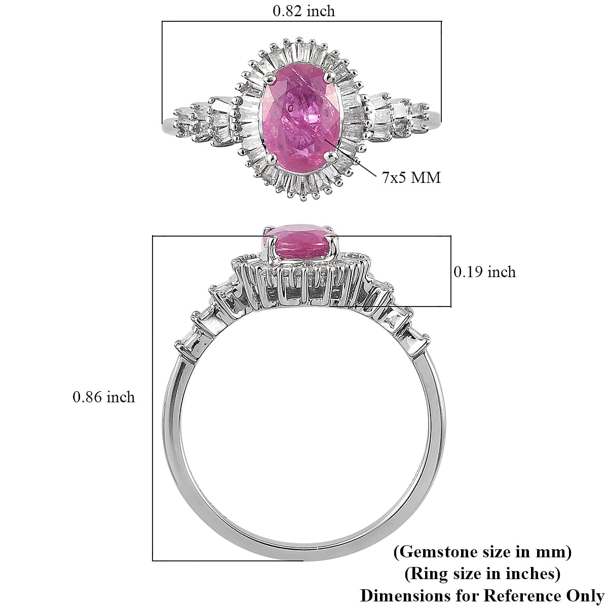 Luxoro AAA Mozambique Ruby and Diamond 1.15 ctw Halo Ring in 10K White Gold (Size 10.0) 2.20 Grams 