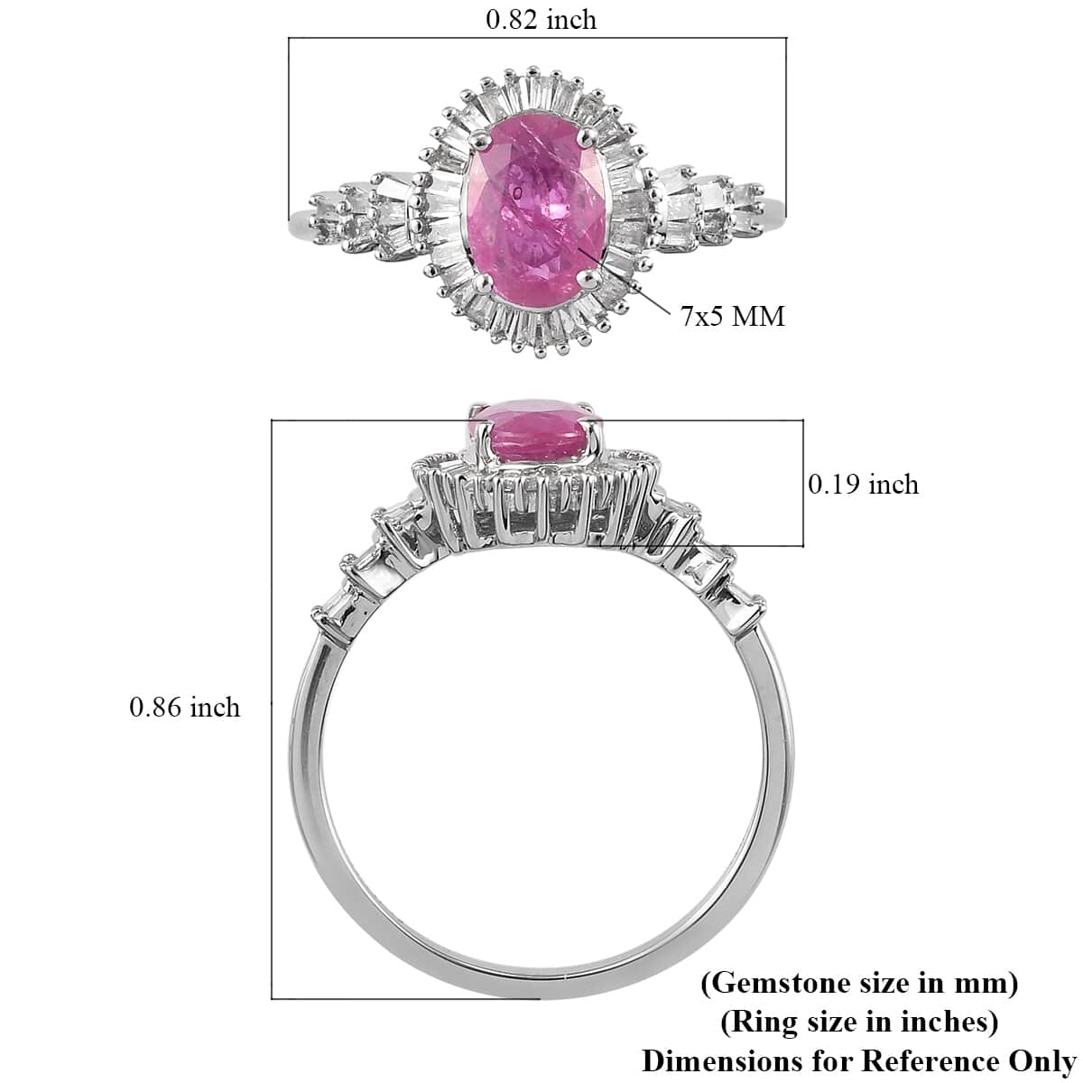 LUXORO 1.15 ctw AAA Mozambique Ruby and Diamond Halo Ring in 10K White Gold 2.20 Grams image number 5