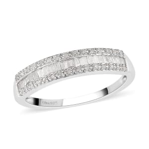 Diamond Band Ring in Platinum Over Sterling Silver,Wedding Rings,Eternity Band,Promise Rings For Women 0.25 ctw (Size 10)