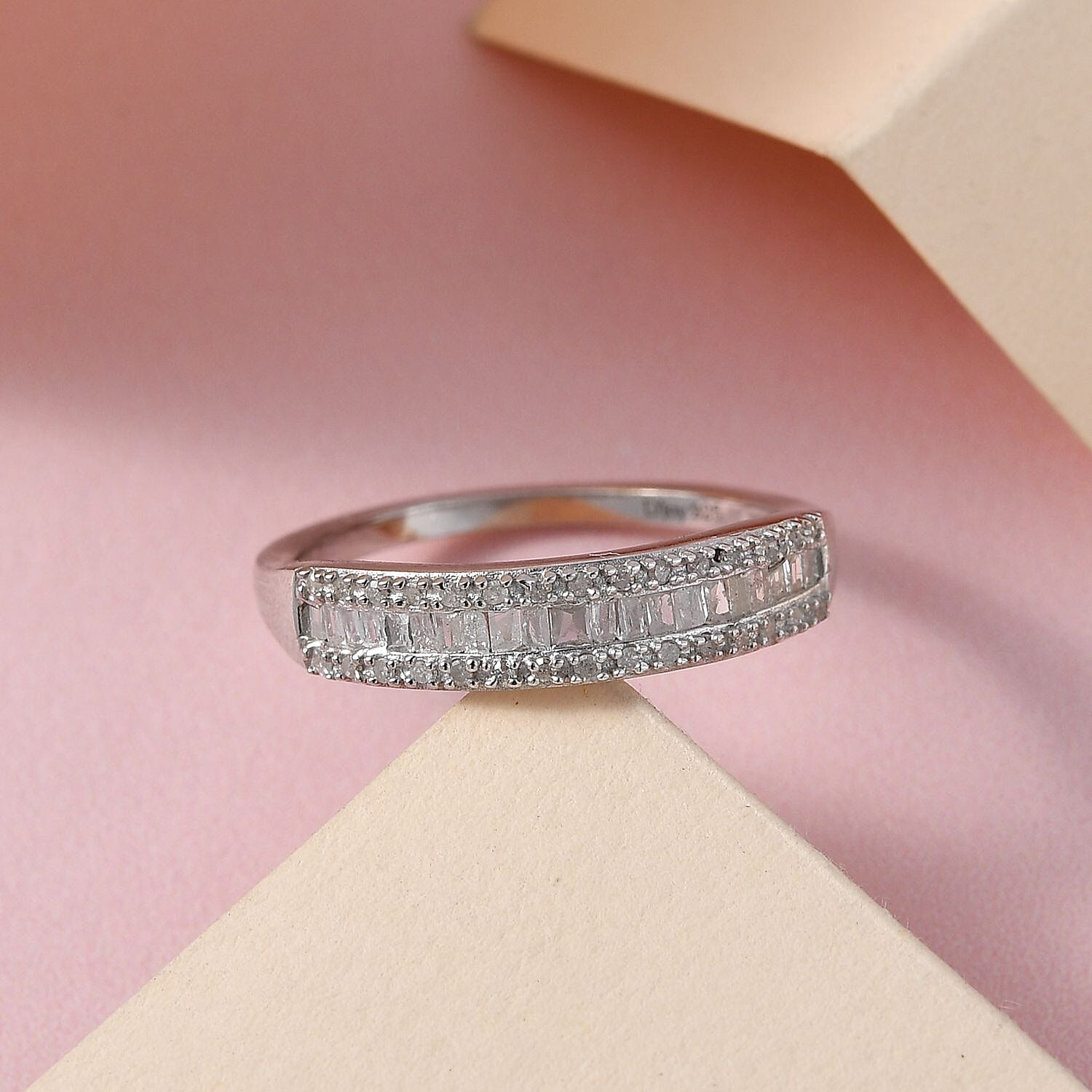 Diamond Band Ring in Platinum Over Sterling Silver,Wedding Rings,Eternity Band,Promise Rings For Women 0.25 ctw (Size 5)