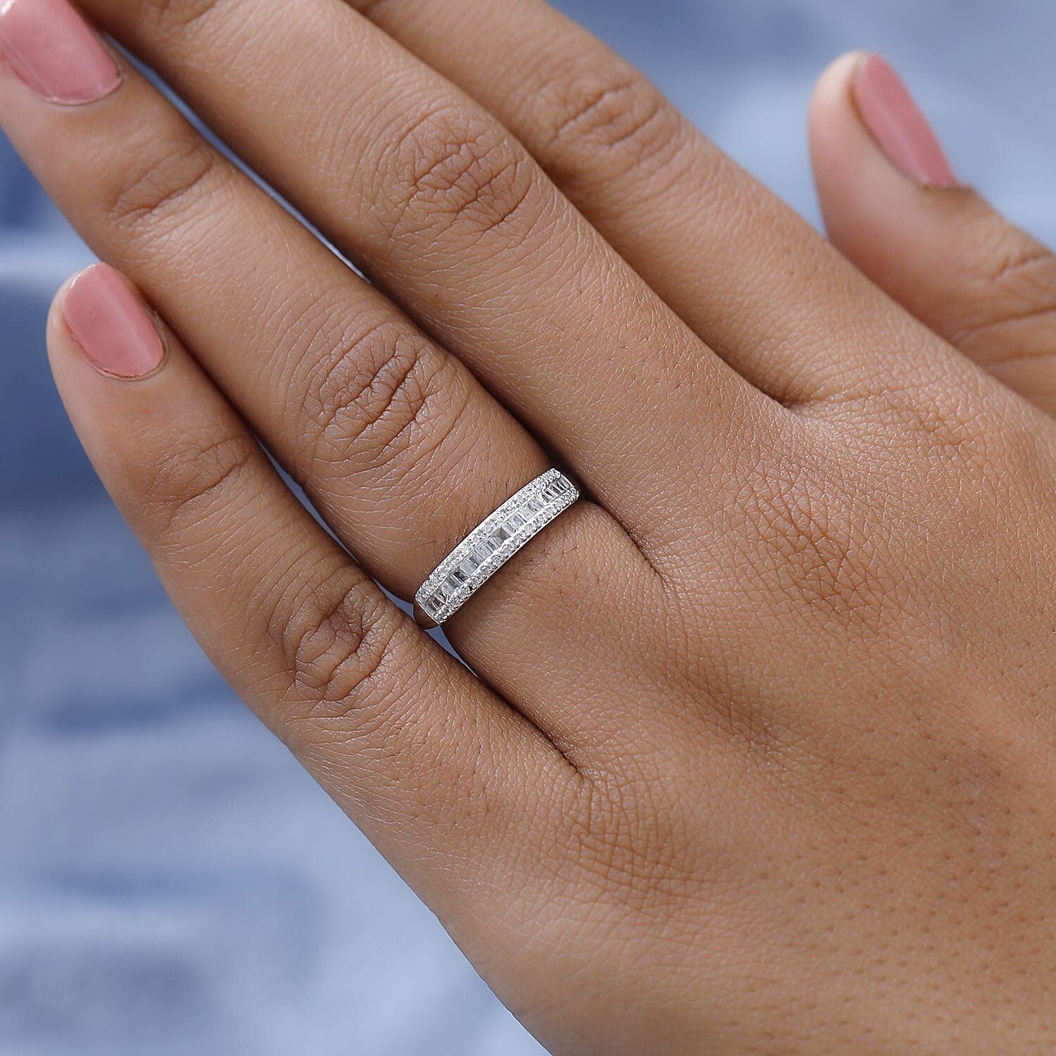 Diamond Band Ring in Platinum Over Sterling Silver,Wedding Rings,Eternity Band,Promise Rings For Women 0.25 ctw (Size 5)