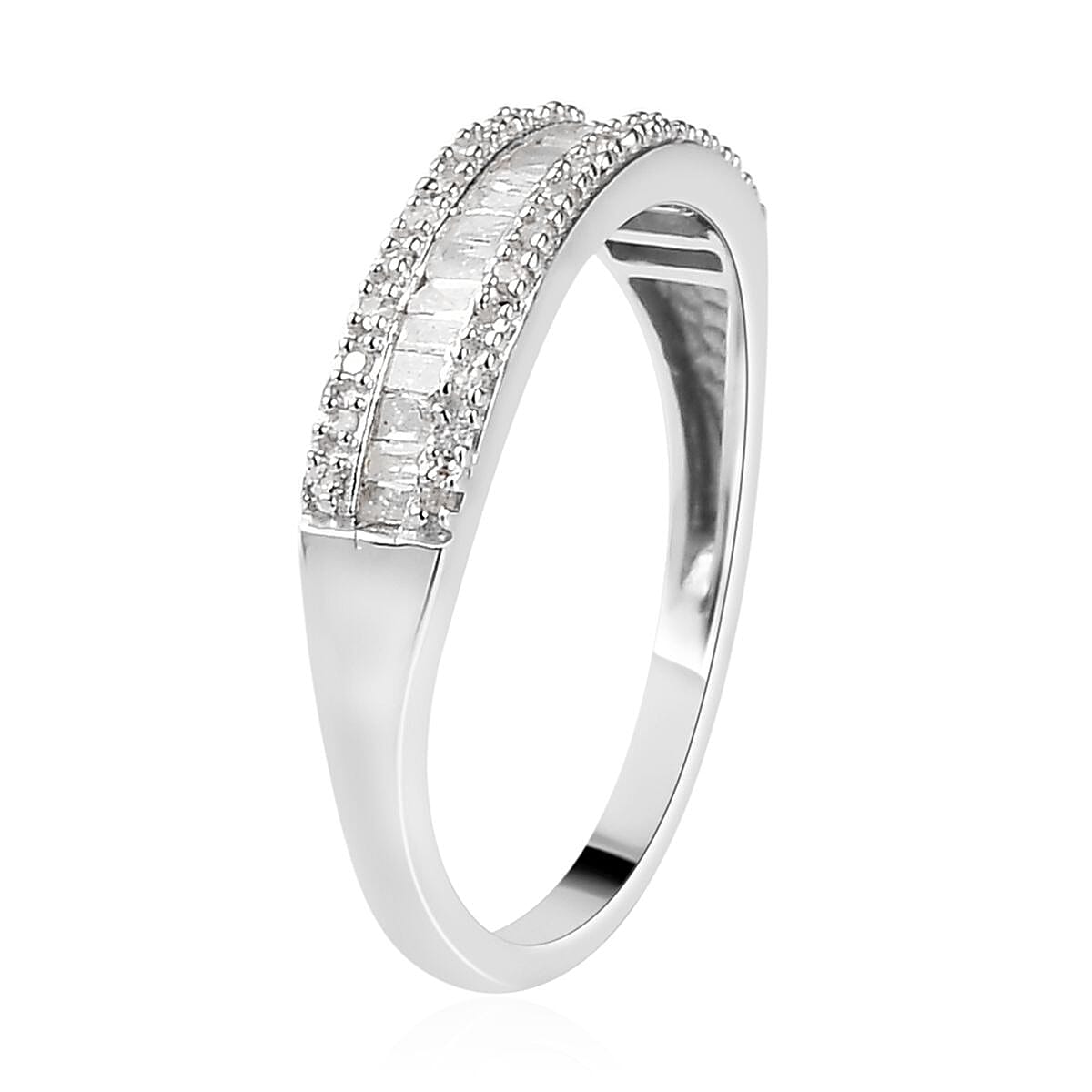 Diamond Band Ring in Platinum Over Sterling Silver,Wedding Rings,Eternity Band,Promise Rings For Women 0.25 ctw (Size 5)