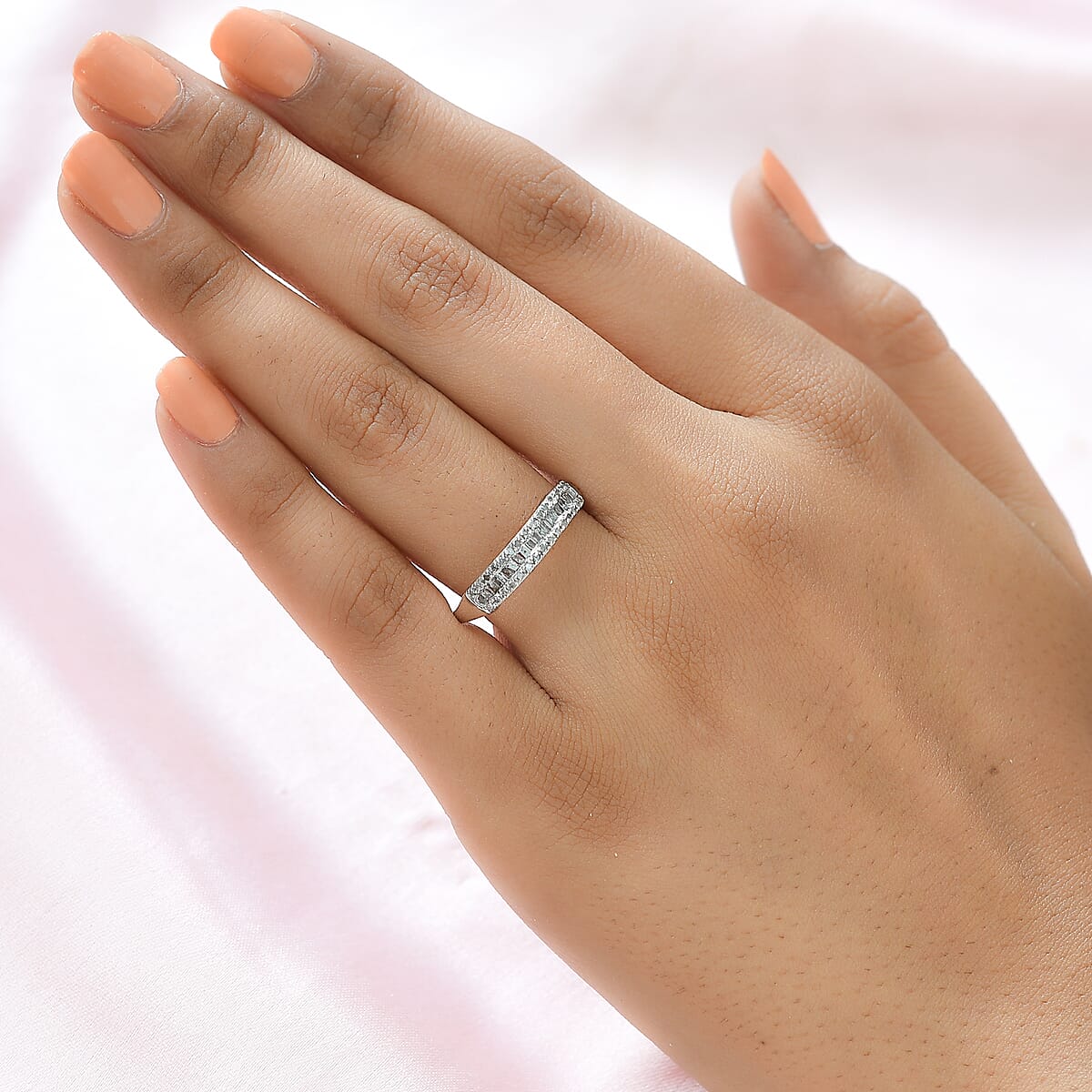 Diamond Band Ring in Vermeil Rose Gold Over Sterling Silver,Wedding Rings,Eternity Band,Promise Rings For Women 0.25 ctw (Size 5) image number 2