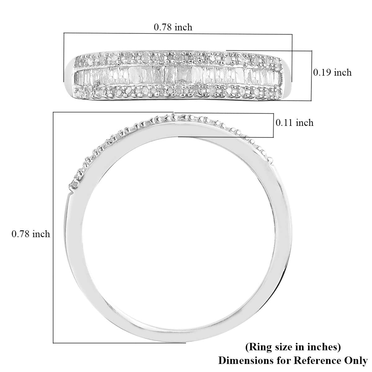 Diamond Band Ring in Platinum Over Sterling Silver, Wedding Rings, Eternity Band, Promise Rings For Women 0.25 ctw (Size 6) image number 5