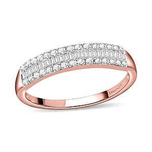 Diamond Band Ring in Vermeil Rose Gold Over Sterling Silver, Wedding Rings, Eternity Band, Promise Rings For Women 0.25 ctw
