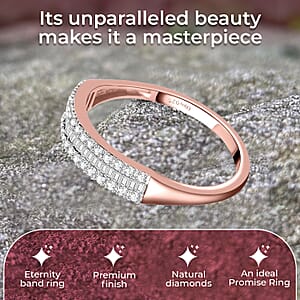 Diamond Band Ring in Vermeil Rose Gold Over Sterling Silver, Wedding Rings, Eternity Band, Promise Rings For Women 0.25 ctw