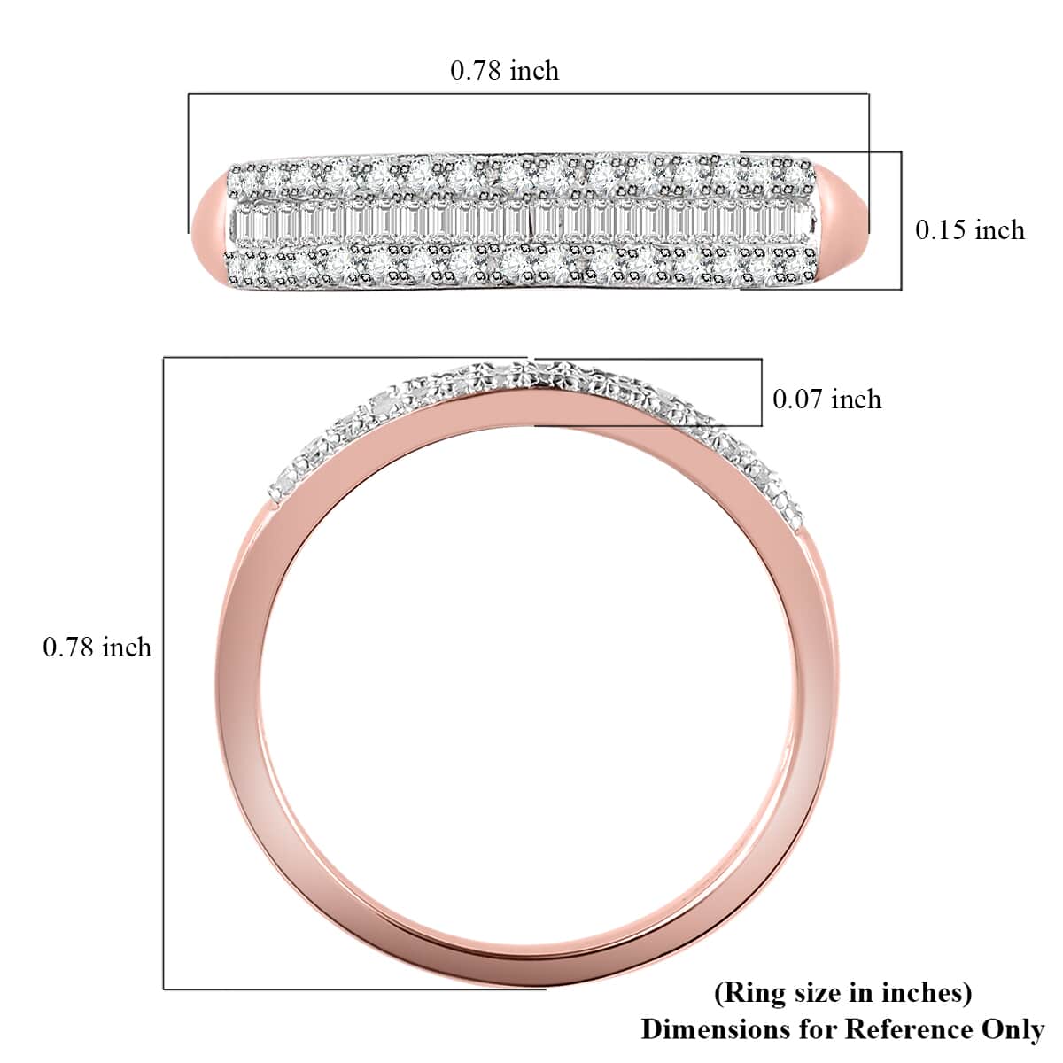 Diamond Band Ring in Vermeil RG Over Sterling Silver, Wedding Rings, Eternity Band, Promise Rings For Women 0.25 ctw (Size 8) image number 5