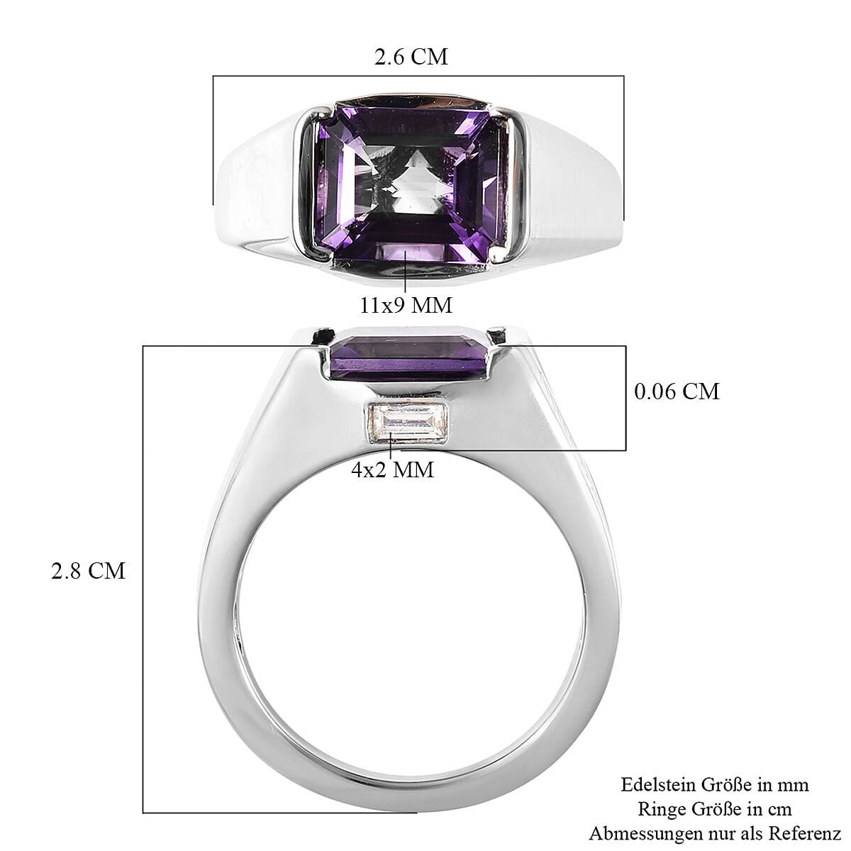 Uruguay Amethyst and Multi Gemstone 4.40 ctw Ring in Rhodium Over Sterling Silver (Size 5.5) (5.67 g)