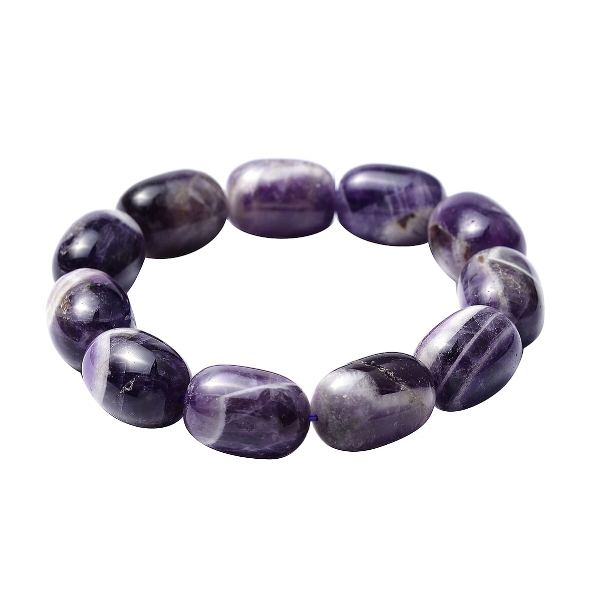 Bi-Color Amethyst Barrel Stretch Bracelet 263.50 ctw image number 0