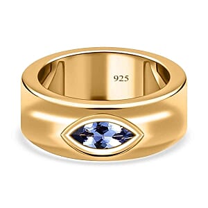 Tanzanite 0.58 ctw Ring in 14K Yellow Gold Over Sterling Silver (Size 5.5)