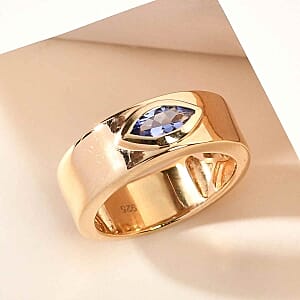 Tanzanite 0.58 ctw Ring in 14K Yellow Gold Over Sterling Silver (Size 5.5)