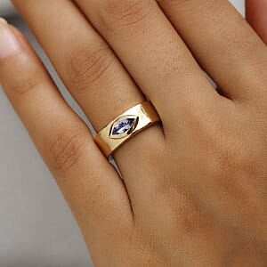 Tanzanite 0.58 ctw Ring in 14K Yellow Gold Over Sterling Silver (Size 5.5)