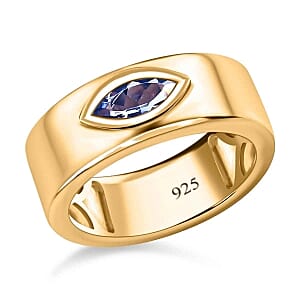 Tanzanite 0.58 ctw Ring in 14K Yellow Gold Over Sterling Silver (Size 5.5)