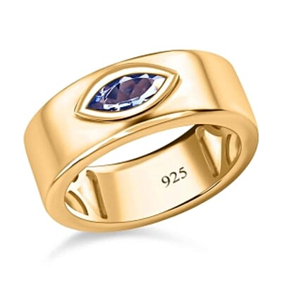 Tanzanite 0.58 ctw Ring in 14K Yellow Gold Over Sterling Silver (Size 5.5)