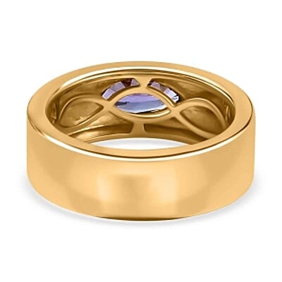 Tanzanite 0.58 ctw Ring in 14K Yellow Gold Over Sterling Silver (Size 5.5)