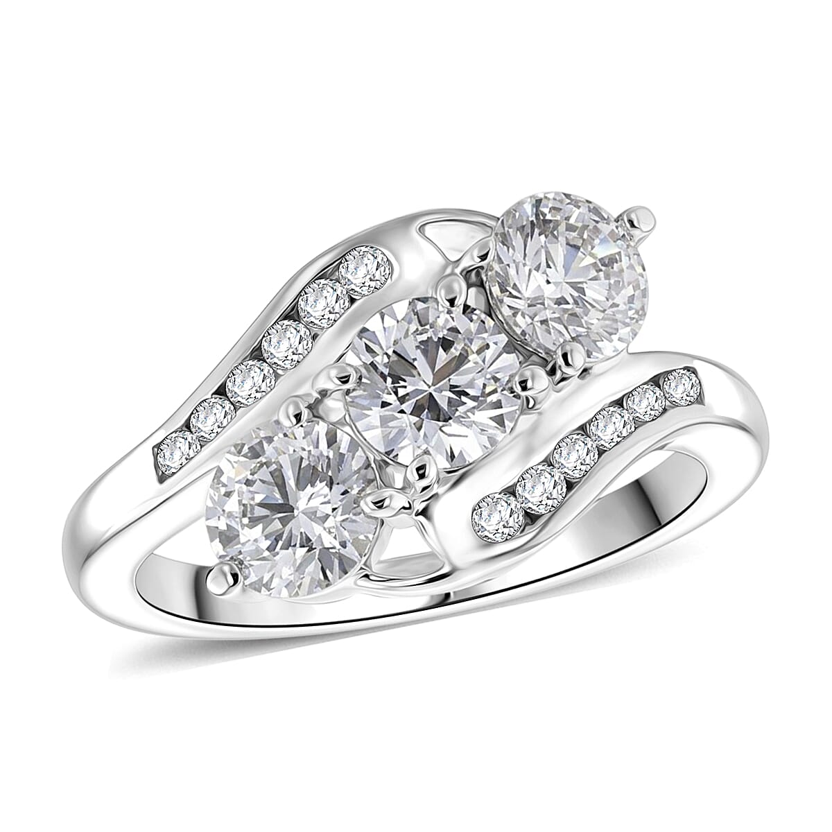 Lustro Stella Finest CZ 1.60 ctw Ring in Platinum Over Sterling Silver (Size 9.0)