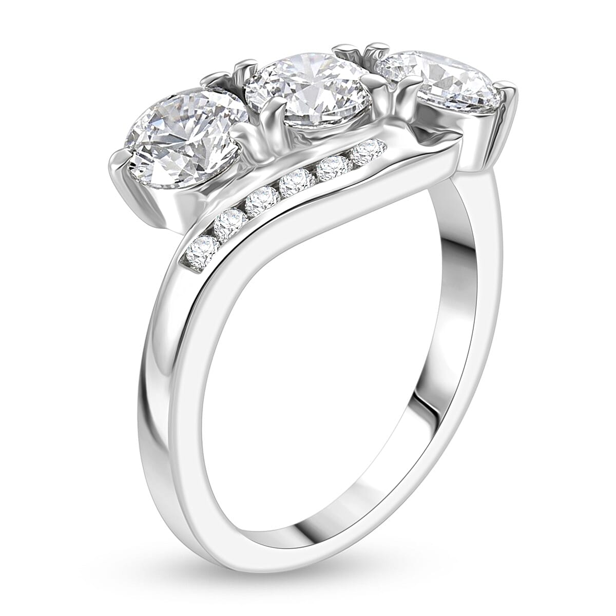 Lustro Stella Finest CZ 1.60 ctw Ring in Platinum Over Sterling Silver (Size 9.0)