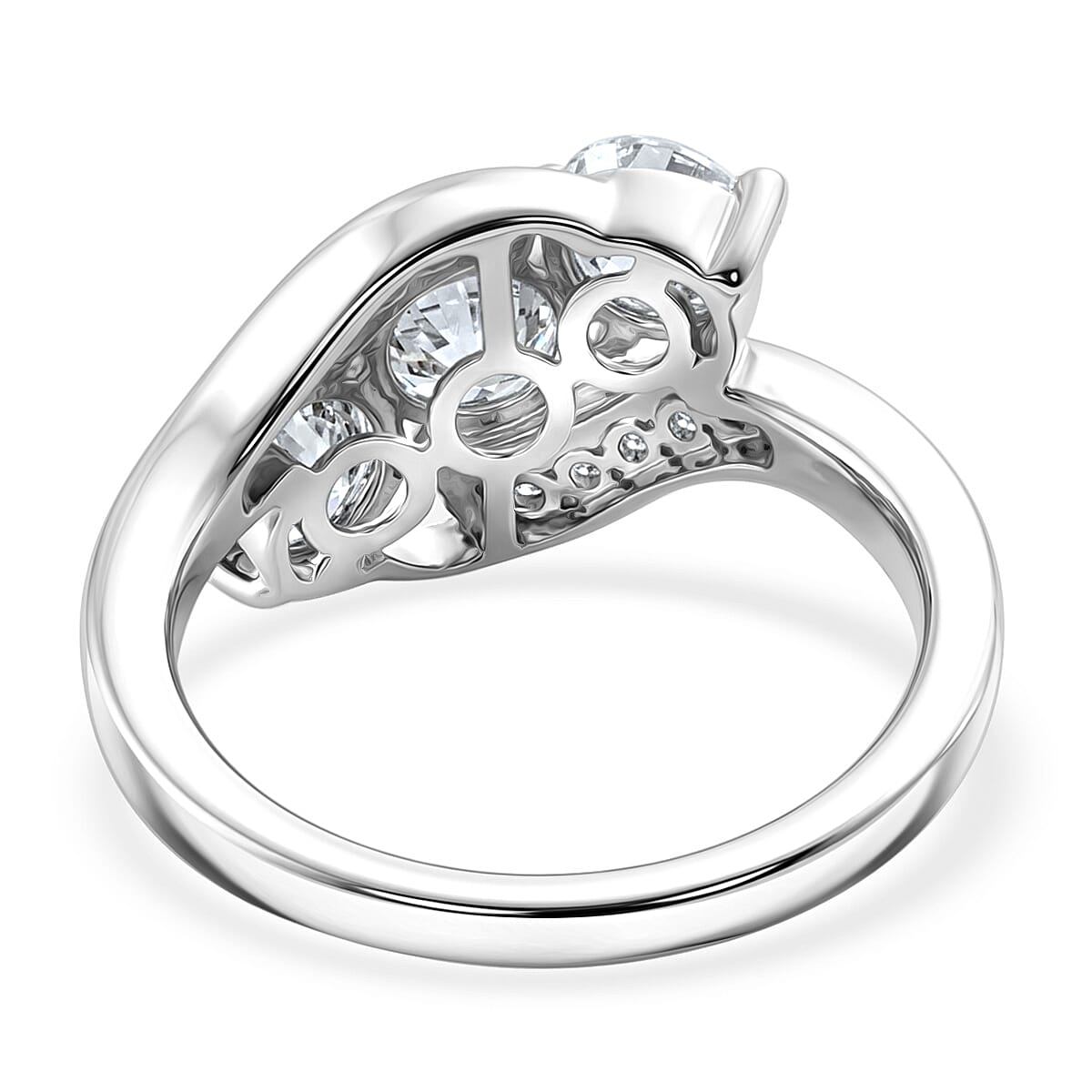 Lustro Stella Finest CZ 1.60 ctw Ring in Platinum Over Sterling Silver (Size 9.0)