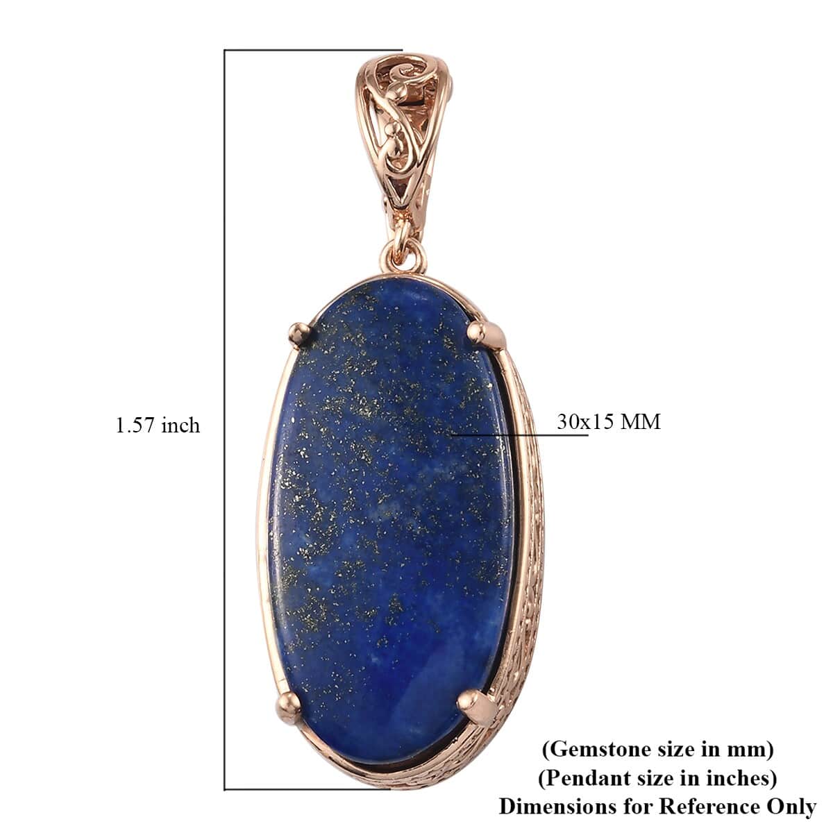 Lapis Lazuli Solitaire Pendant in 18K Rose Gold Bronze 21.50 ctw image number 4