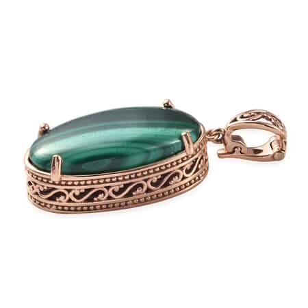African Malachite Solitaire Pendant in 18K Rose Gold Bronze 27.25 ctw image number 2