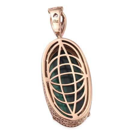 African Malachite Solitaire Pendant in 18K Rose Gold Bronze 27.25 ctw image number 3