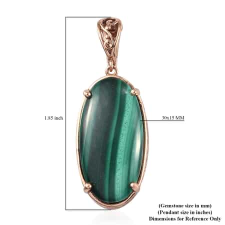 African Malachite Solitaire Pendant in 18K Rose Gold Bronze 27.25 ctw image number 4