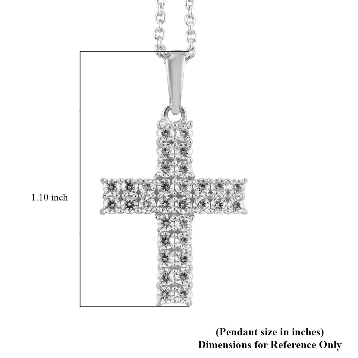 LUSTRO STELLA Made with Finest CZ Cross Pendant Necklace 20 Inches in Platinum Over Sterling Silver 1.35 ctw image number 5