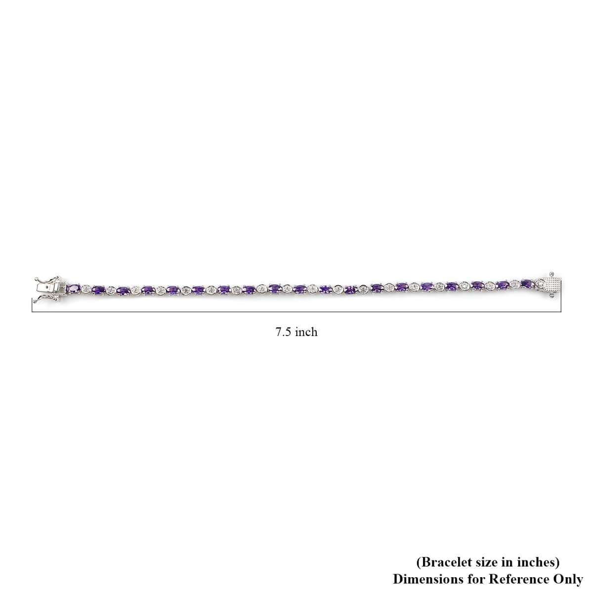 Simulated Blue Diamond and Zircon Bracelet in Platinum Over Sterling Silver (7.00 In) image number 1
