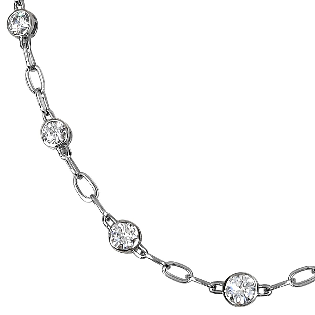 Lustro Stella Made with Finest CZ Paper Clip Station Necklace 18 Inches in Platinum Over Sterling Silver 19.15 ctw image number 2