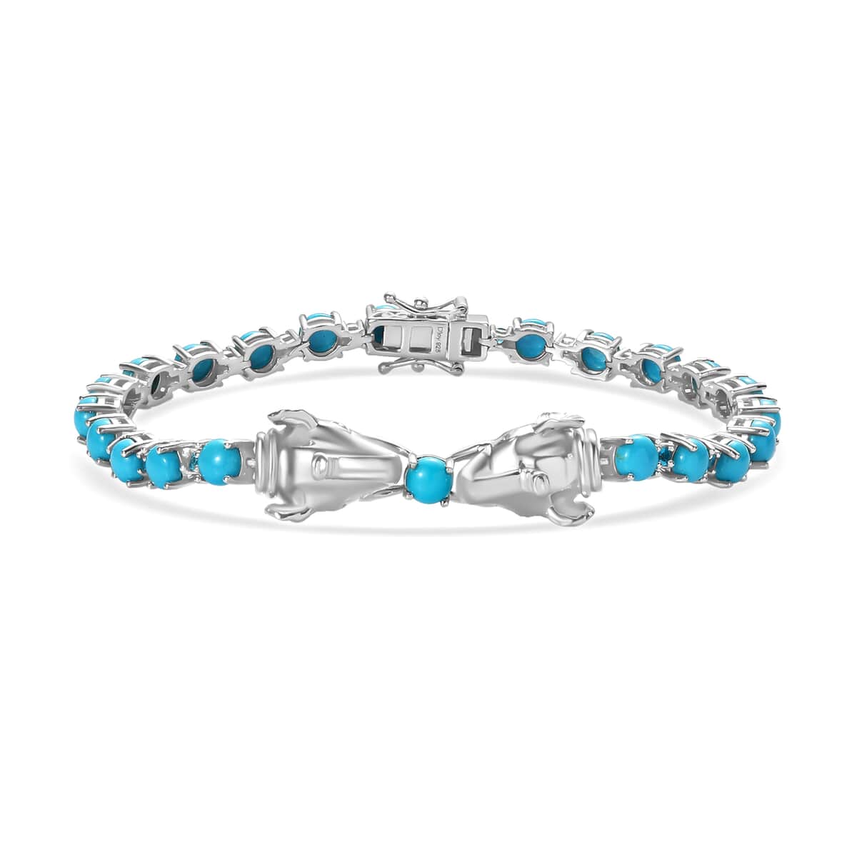 Birthday Special Deal Sleeping Beauty Turquoise and Malgache Neon Apatite Bracelet in Platinum Over Sterling Silver (8.00 In) 12.60 ctw image number 0