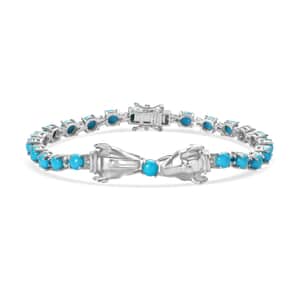 Sleeping Beauty Turquoise and Malgache Neon Apatite Bracelet in Platinum Over Sterling Silver (8.00 In) 12.60 ctw