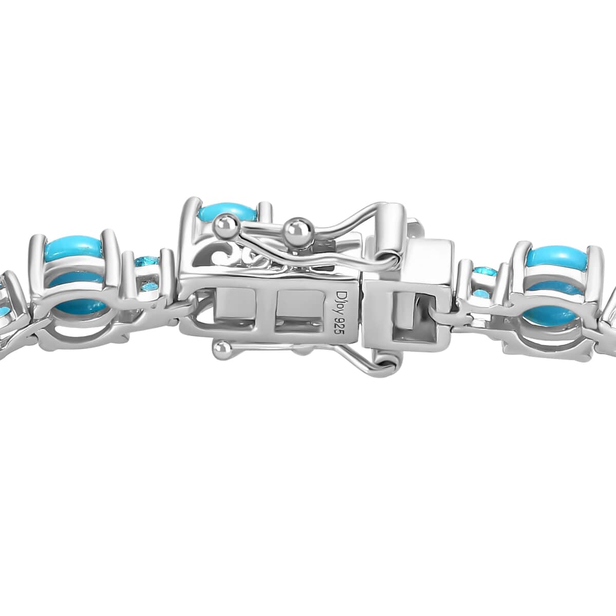 Sleeping Beauty Turquoise and Malgache Neon Apatite Bracelet in Platinum Over Sterling Silver (8.00 In) 12.60 ctw image number 3