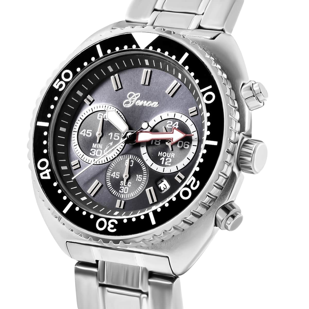 GENOA Chronograph Watch with Stainless Steel Strap and Back (45mm) image number 3