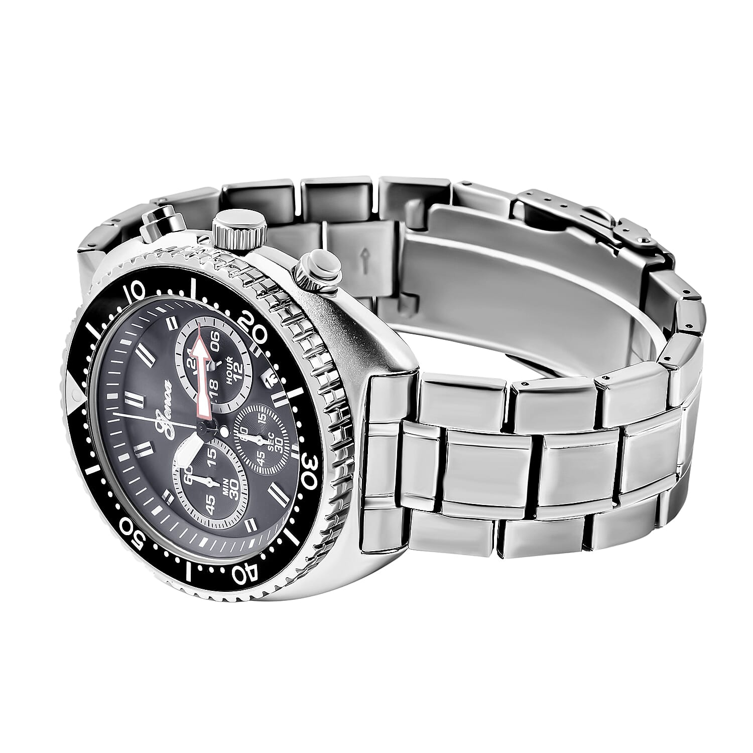Genoa Chronograph Watch with Stainless Steel Strap and Back (45mm)